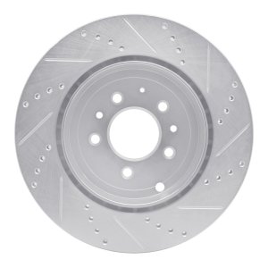 Mazda CX-9 Brake Rotor (1) - Rear Left - R1 Concepts - Drilled & Slotted - Silver - `07-`15